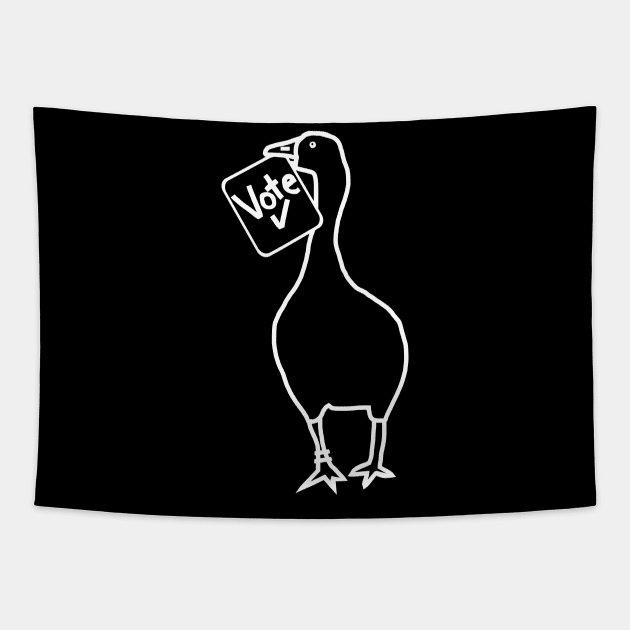 White Line Goose Politics with Stolen Vote Message Tapestry by ellenhenryart