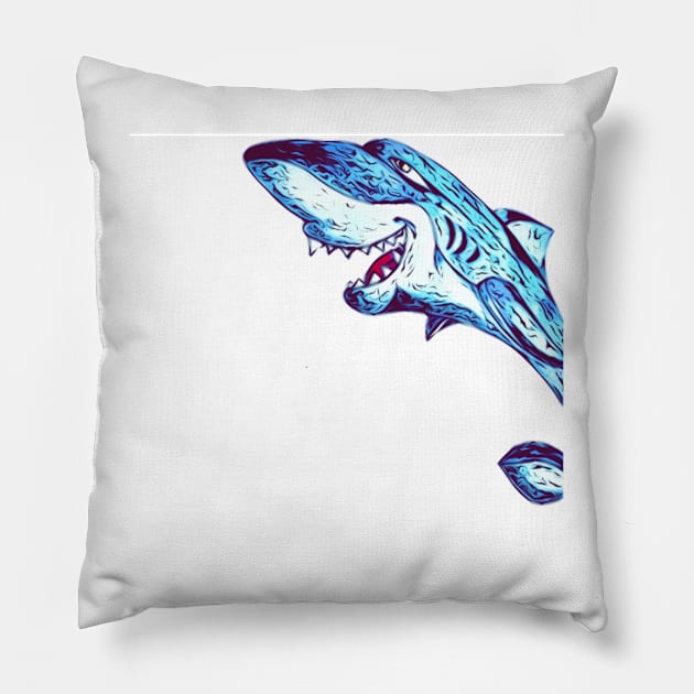 Happy shark Pillow by Glenbobagins