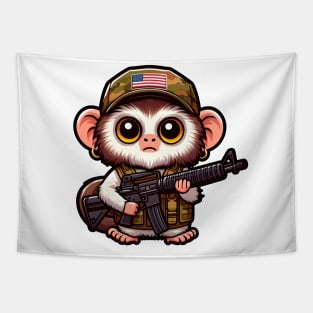 Tactical Marmoset Monkey Tapestry