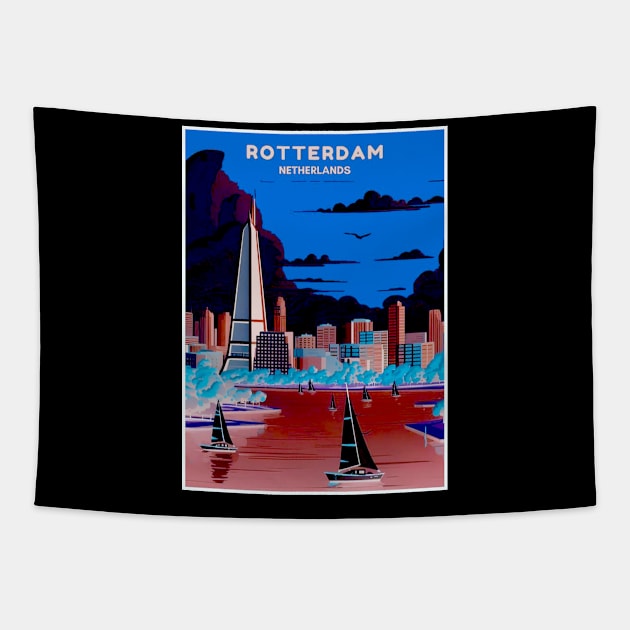 Rotterdam Netherlands Travel and Tourism Advertising Print Tapestry by posterbobs