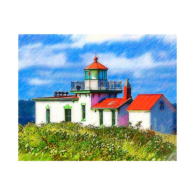 Sketched West Point Lighthouse by KirtTisdale