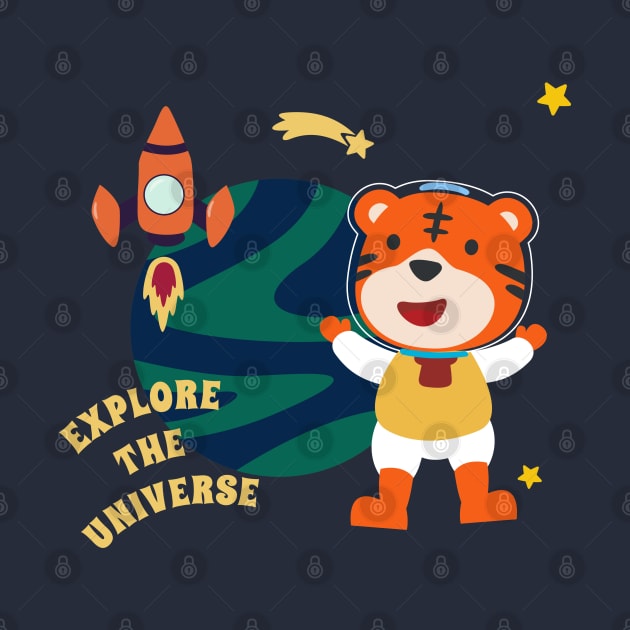 Space tiger or astronaut in a space suit with cartoon style. by KIDS APPAREL