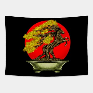 Bonsai horse red moon Tapestry