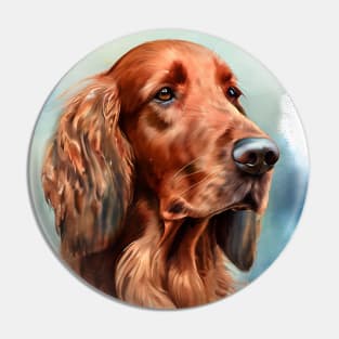 Watercolor Portrait of a Red Irish Setter Pin