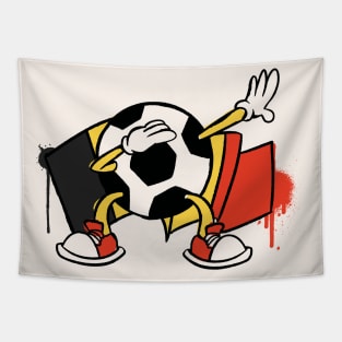 Dabbing Soccer Ball Cartoon Belgium Belgian Flag Football Tapestry