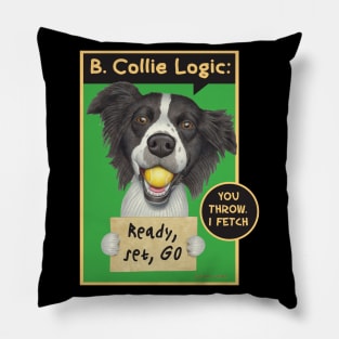 Best Border collie Dog with tennis ball on Border Collie with Tennis Ball tee Pillow