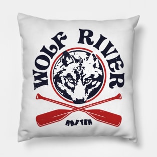 Retro Vintage Wolf River Rafting Pillow