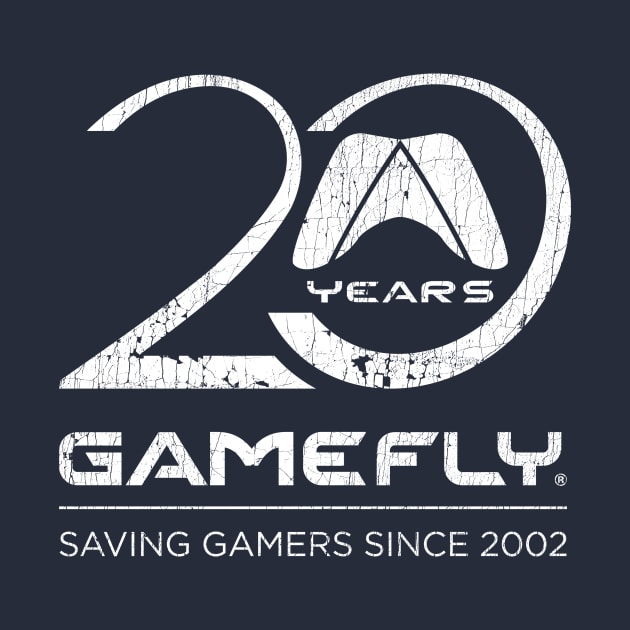 20th Anniversary Logo in white Distressed by GameFly Official Merch Store