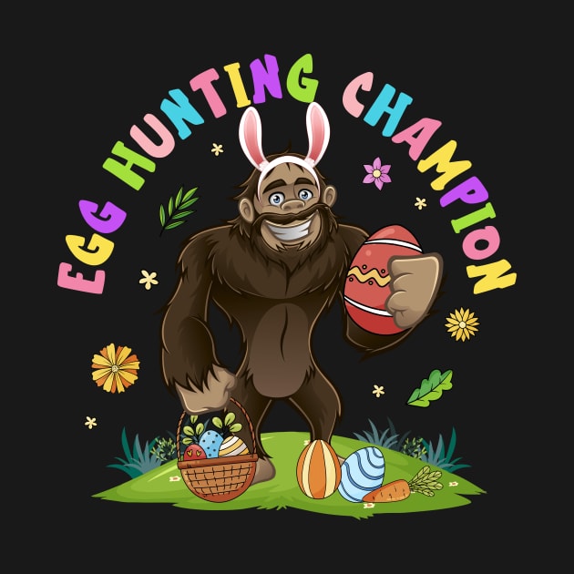 Egg Hunting Champion Funny Bigfoot Bunny Easter Day by ttao4164