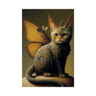 Vintage Cat Dragon with Butterfly Wings T-Shirt