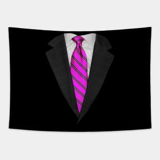 Pink Suit Up! Realistic Suit and Tie Casual Graphic for Zoom Tapestry