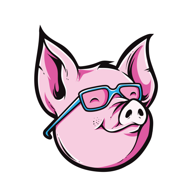 Cute Nerdy Pig - Cute Piggy by Printaha