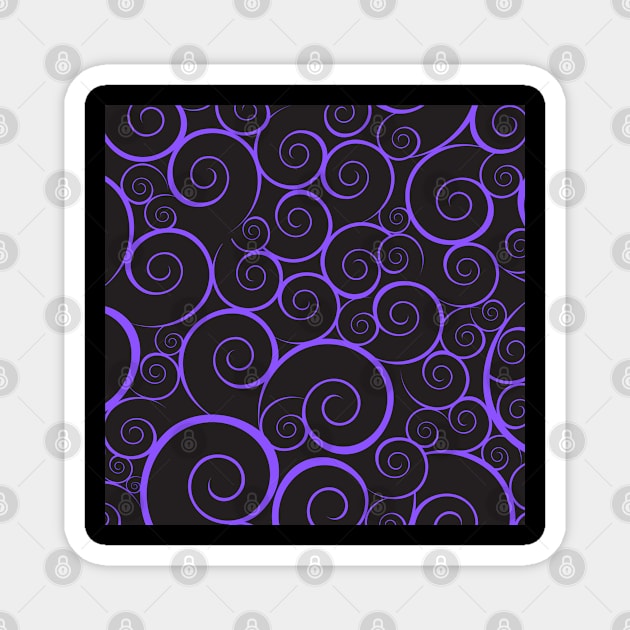 Purple Swirls on Black Pattern Magnet by DesignIndex