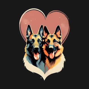 German Shepherd in a heart Valentines Dayes T-Shirt