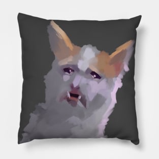 Funny depressed crying cat meme Pillow