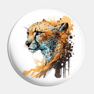 Cheetah Portrait Animal Painting Wildlife Outdoors Adventure Pin