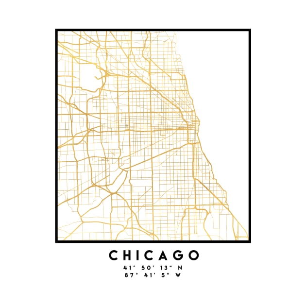 CHICAGO ILLINOIS CITY STREET MAP ART by deificusArt