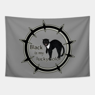 Funny cat, black ist my lucky color Tapestry