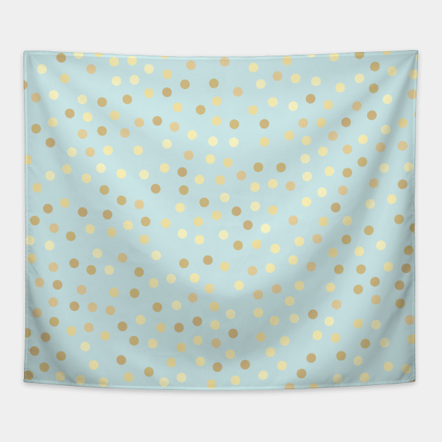 Gold Polka Dots Baby Blue Background Artwork Polka Dots