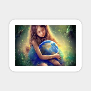 girl and earth Magnet