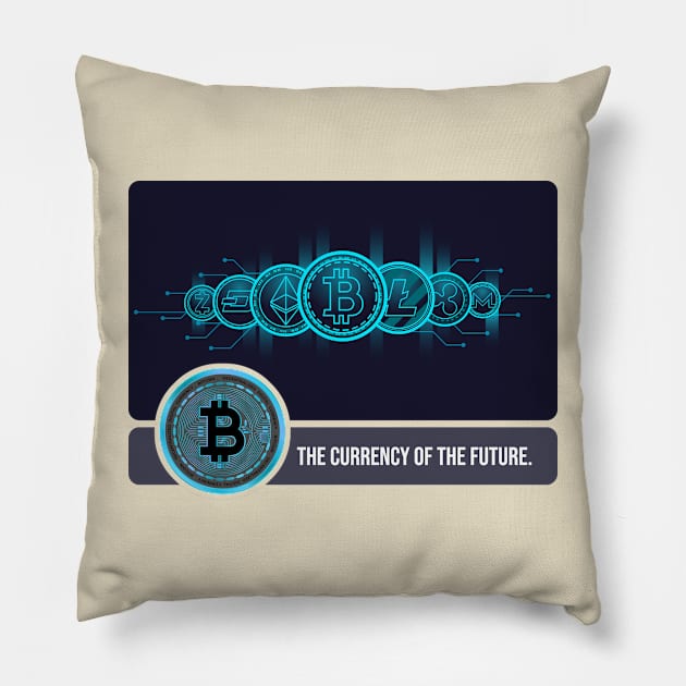 Currenty Of The Future Pillow by CryptoTextile