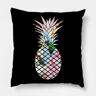 Tropical geometric Floral Bird Pineapple Pillow