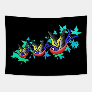 Sparrows and leaves Tapestry