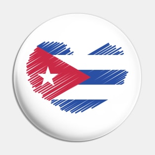 Cuba Heart Design Flag Pin