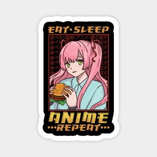 Funny Anime Obsessed Girl Eat Sleep Anime Repeat Magnet