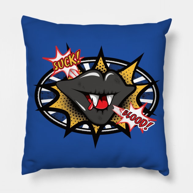 Blood Sucker | Comic Vampire Fangs Pillow by dkdesigns27