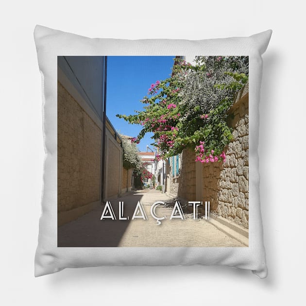 Alacati Town Izmir Turkey Street Photography Pillow by 4U2NV-LDN