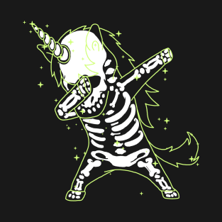 Dabbing Unicorn Skeleton Shirt Dab Hip Hop X-Ray Glow Effect T-Shirt