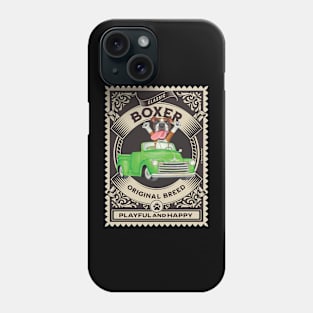 Fun Boxer Dog in green truck inside golden circle Phone Case