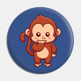 Cute Monkey Confused Cartoon Pin