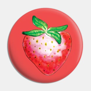 Red watercolor strawberry Pin