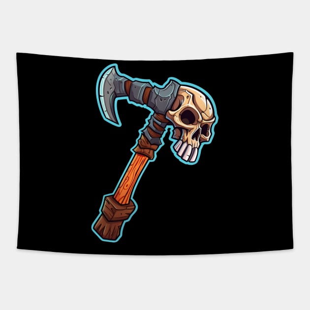 Primitive skull axe, old RPG inspired Tapestry by Clearmind Arts