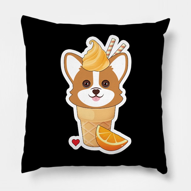 Corgi Orange Ice Cream Pillow by MaplewoodMerch