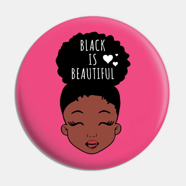 Black is Beautiful, Hearts, African American Girl, Black Girl Magic Pin by UrbanLifeApparel