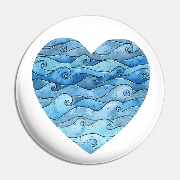 Ocean Heart Pin by Tania Tania