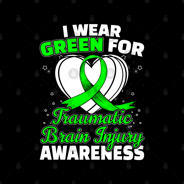 TBI Traumatic Brain Injury Awareness Green Ribbon by stockwell315designs