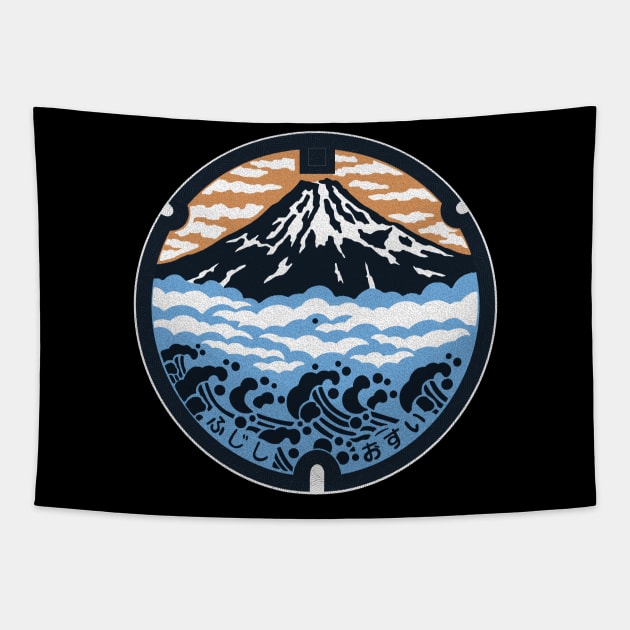 Mount Fuji Manhole Cover Art Tapestry by Musashi1996Artworks