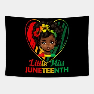 Little Miss Juneteenth Shirt Girl Toddler Black History Kids Tapestry