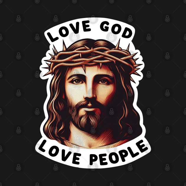 Love God Love People Jesus Christ Crown Of Thorns by Plushism