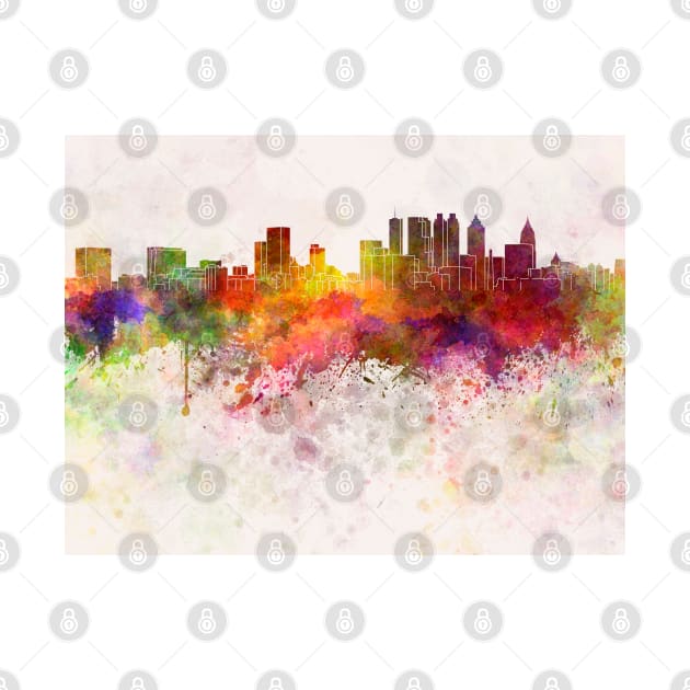 Atlanta skyline in watercolor background by PaulrommerArt