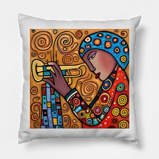 Jazz Musician playing a trumpet Pillow