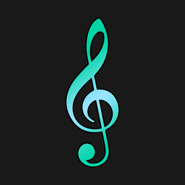 Sea Foam Colored Treble Clef by Kelly Louise Art