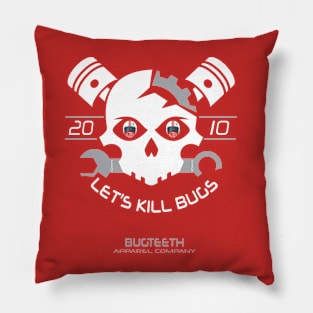 Let's Kill Bugs Skull and Pistons Pillow