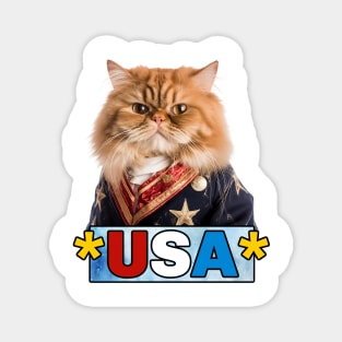 Patriotic Ginger Persian Cat Magnet