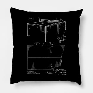 tennis table Vintage Patent Drawing Pillow