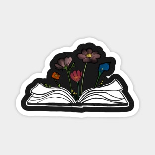 Flowers growing form a book - beautiful reading - black Magnet